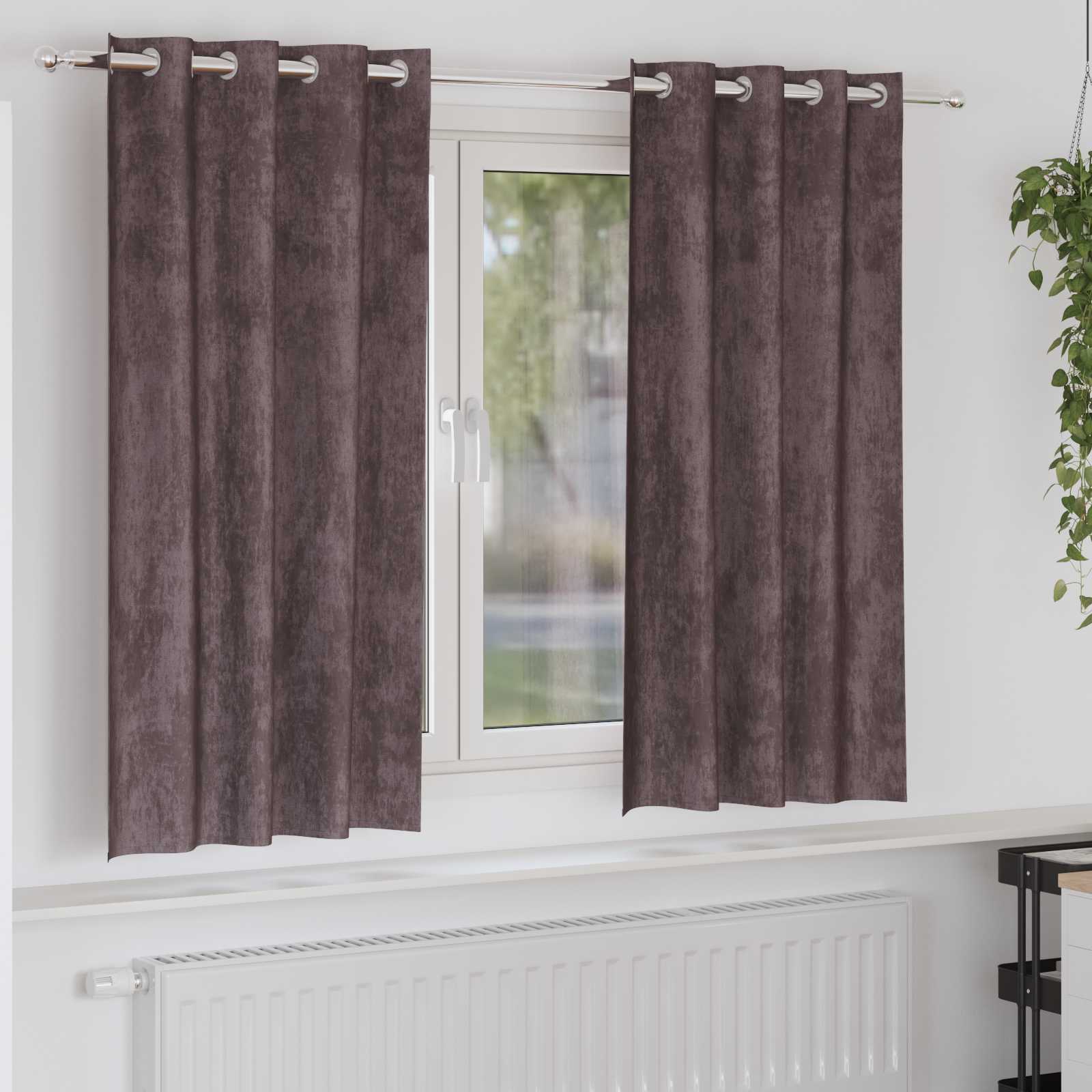 Samtvorhänge 2 Stück mit Ösen Braun 175x140 cm Samtvorhänge 2 Stück mit Ösen Braun 175x140 cm
