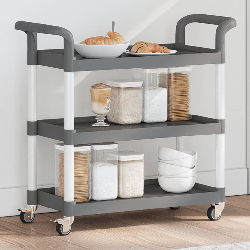 Rollwagen mit 3 Etagen Grau 77x34x72 cm Aluminium Rollwagen mit 3 Etagen Grau 77x34x72 cm Aluminium