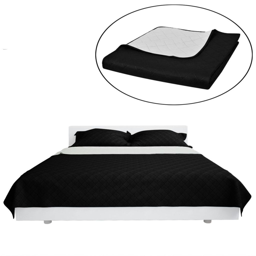 Zweiseitige Tagesdecke Gesteppt Schwarz/Weiß 220x240 cm Zweiseitige Tagesdecke Gesteppt Schwarz/Weiß 220x240 cm