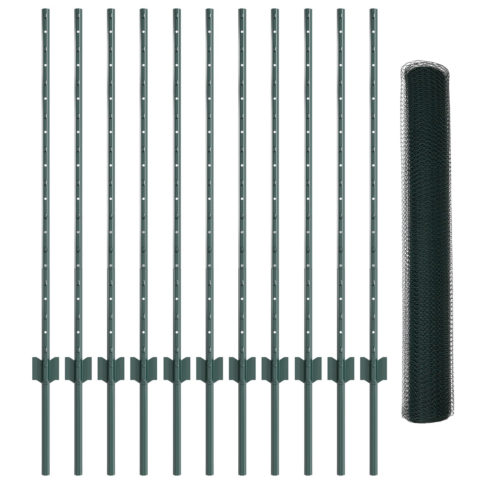 Gartenzaun Set Set von 2 Grün Metall, Kunststoff 25 x 1 m Zaun
