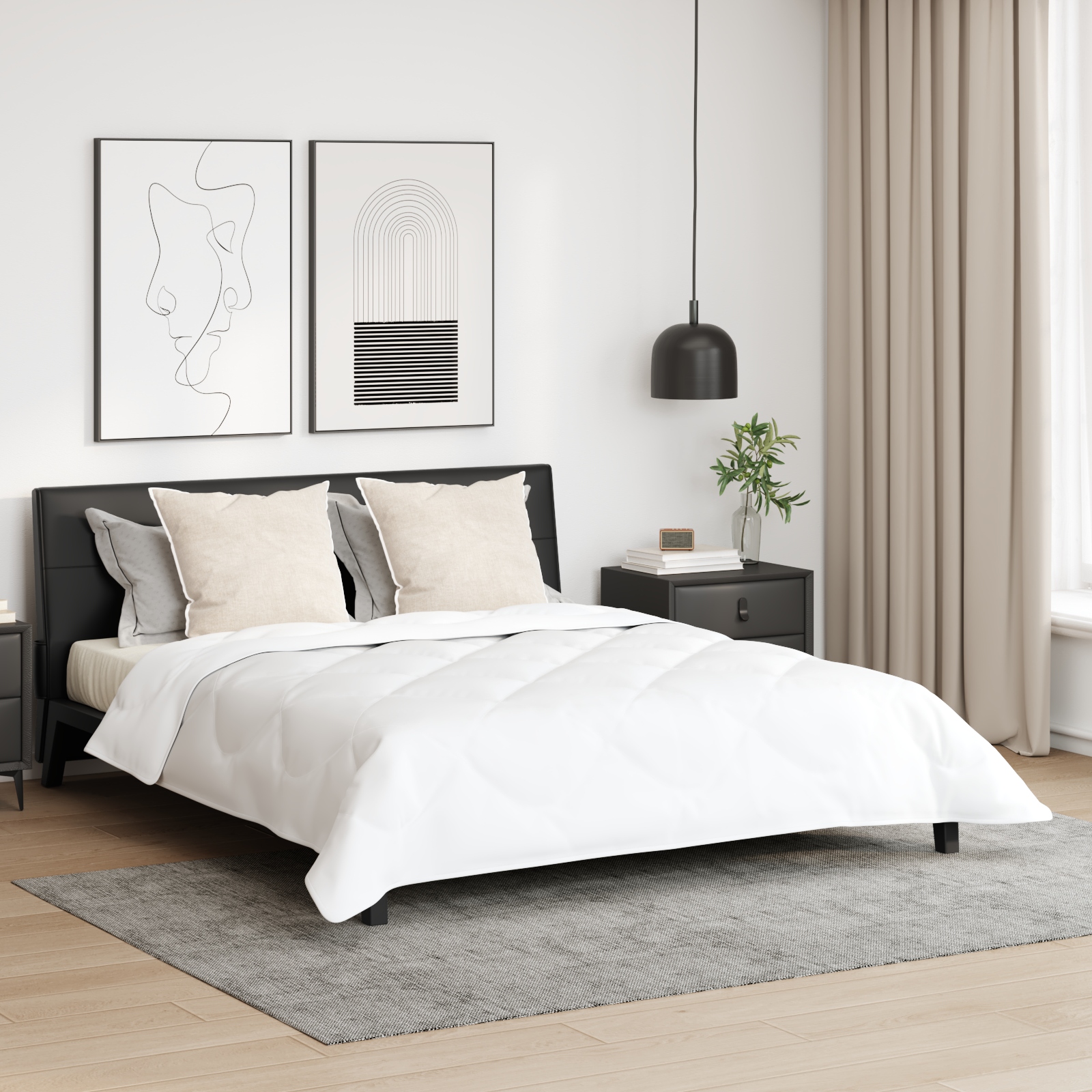 Winterbettdecke mit Kissen 3 pcs Weiß 240 x 220 cm Mikrofaser