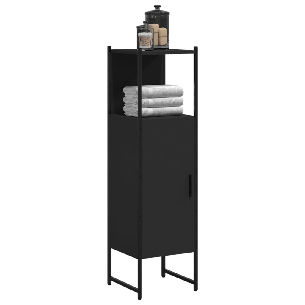 Badschrank Schwarz 33x33x120,5 cm Holzwerkstoff Badschrank Schwarz 33x33x120,5 cm Holzwerkstoff