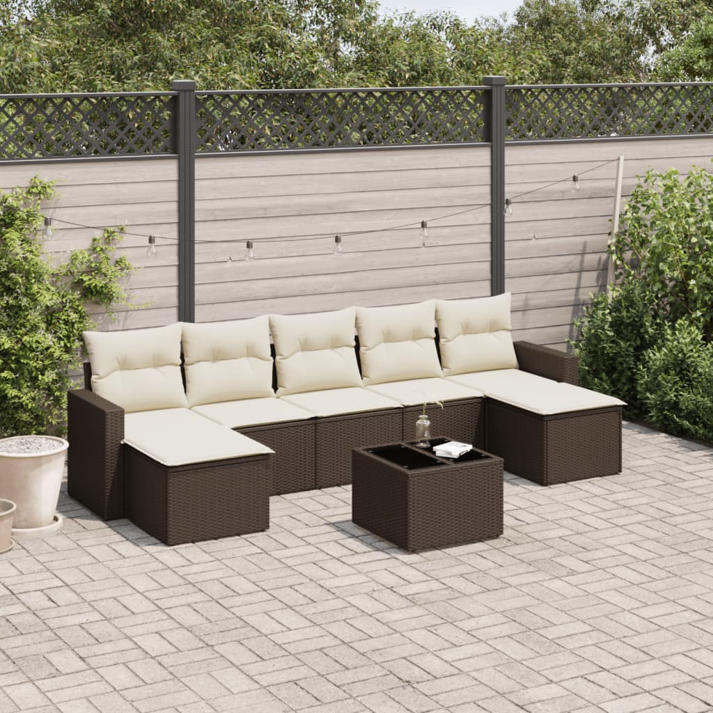 8-tlg. Garten-Sofagarnitur mit Kissen Braun Poly Rattan 8-tlg. Garten-Sofagarnitur mit Kissen Braun Poly Rattan