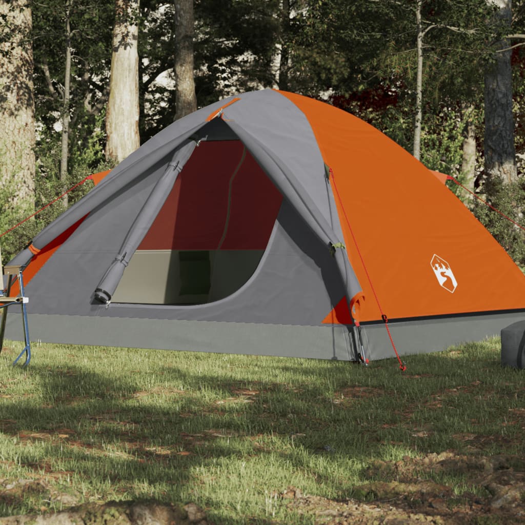 Kuppel-Campingzelt 6 Personen Grau und Orange Wasserdicht Kuppel-Campingzelt 6 Personen Grau und Orange Wasserdicht