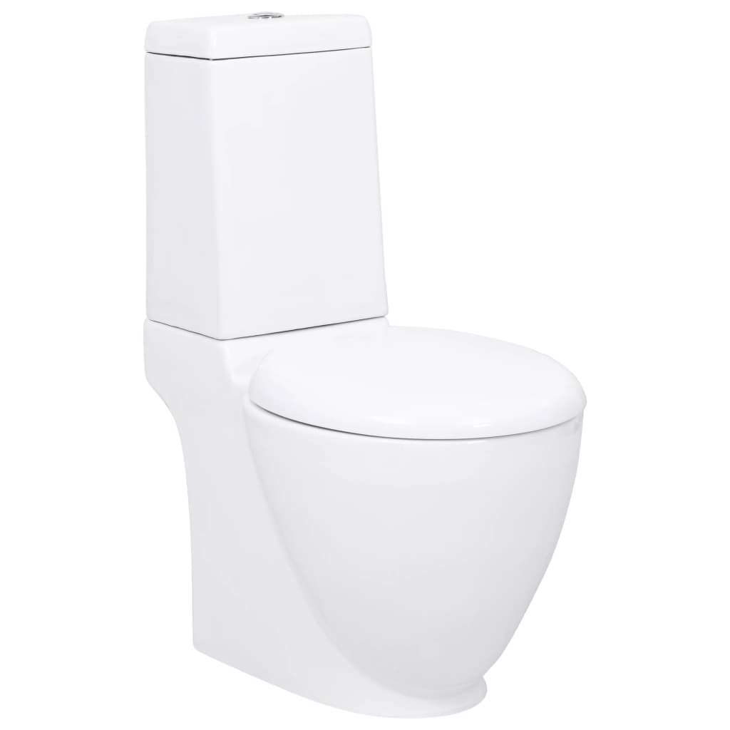 WC Keramik-Toilette Badezimmer Rund Senkrechter Abgang Weiß WC Keramik-Toilette Badezimmer Rund Senkrechter Abgang Weiß
