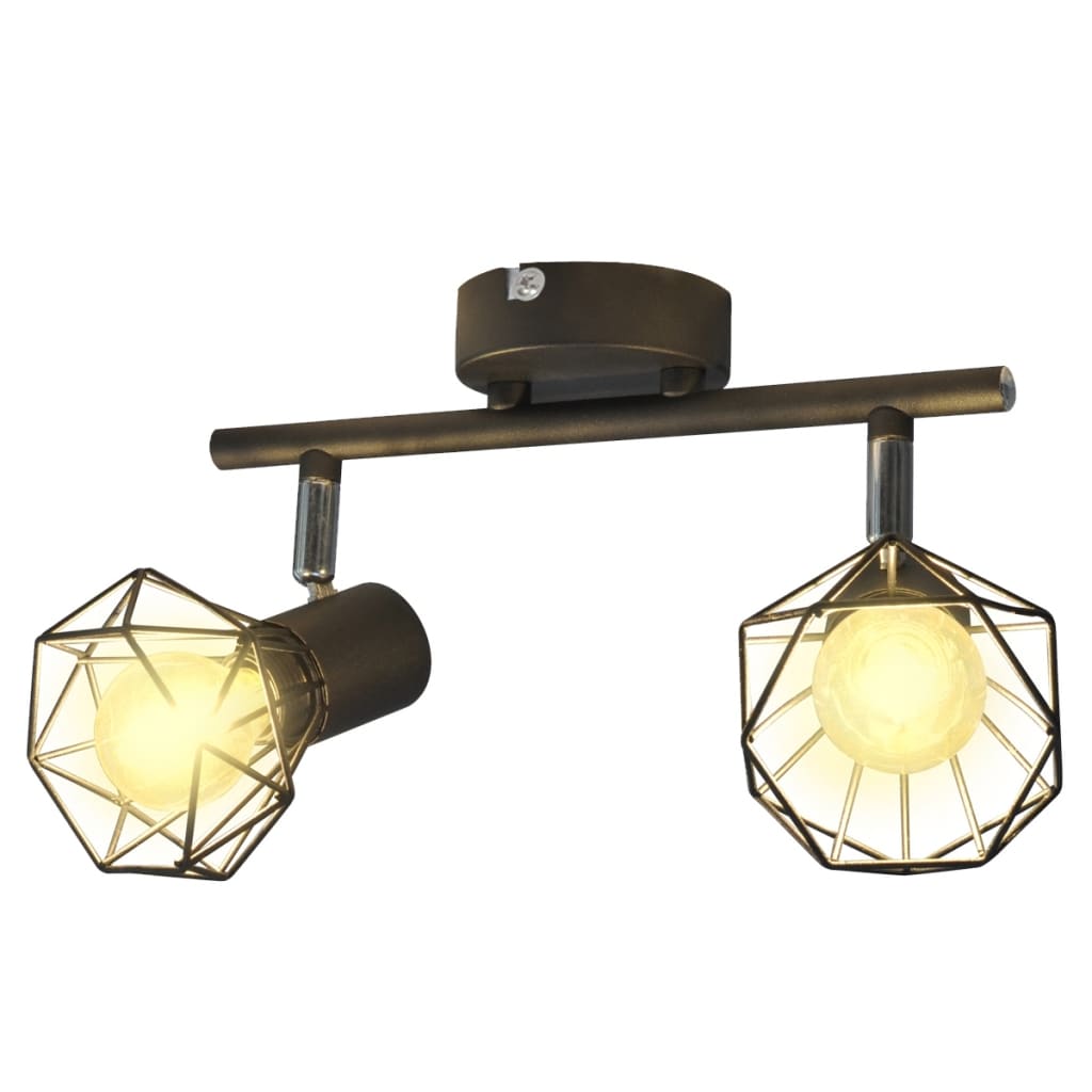 Deckenstrahler mit 2 LED-Glühlampen Industrie-Stil Drahtschirm Deckenstrahler mit 2 LED-Glühlampen Industrie-Stil Drahtschirm