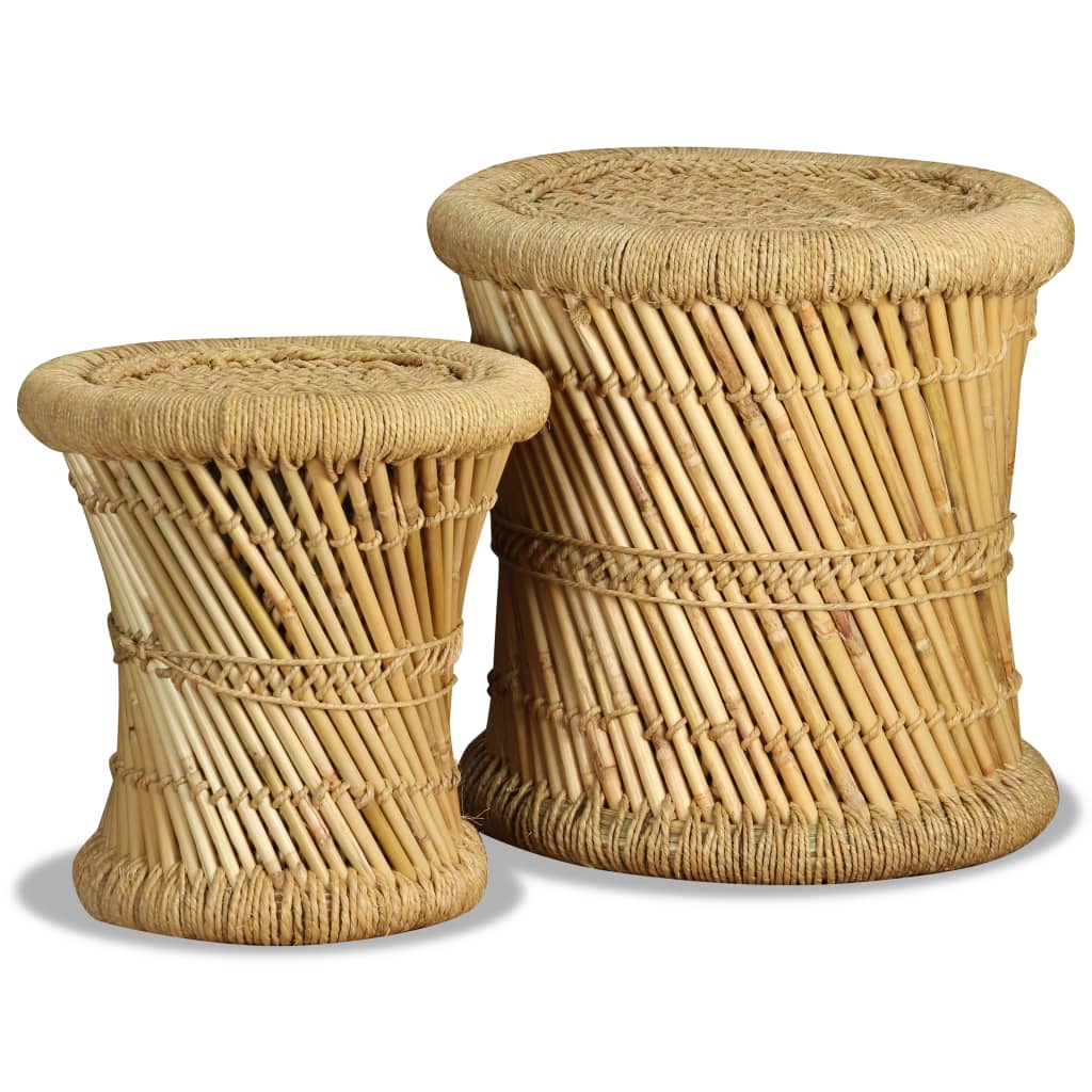 Hocker 2 Stk. Bambus und Jute Hocker 2 Stk. Bambus und Jute