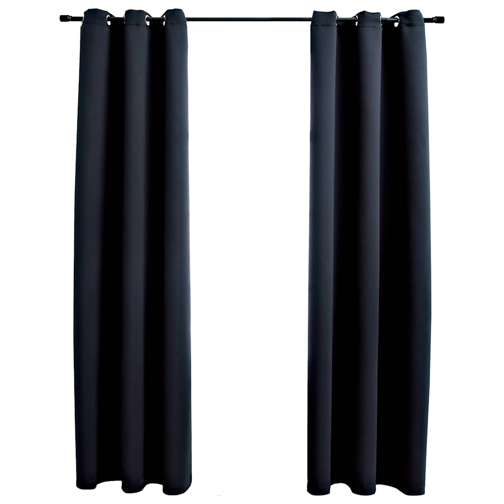 Verdunkelungsvorhänge mit Ringen 2 Stk. Schwarz 97x213 cm Stoff Verdunkelungsvorhänge mit Ringen 2 Stk. Schwarz 97x213 cm Stoff