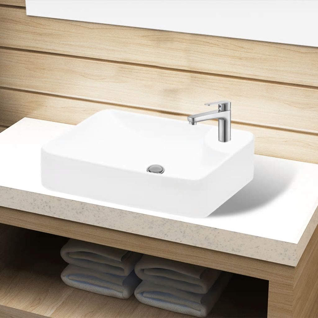 Keramik Waschbecken mit Hahnloch weiß Keramik Waschbecken mit Hahnloch weiß