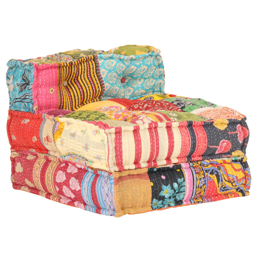 Modularer Pouf Patchwork Stoff Modularer Pouf Patchwork Stoff