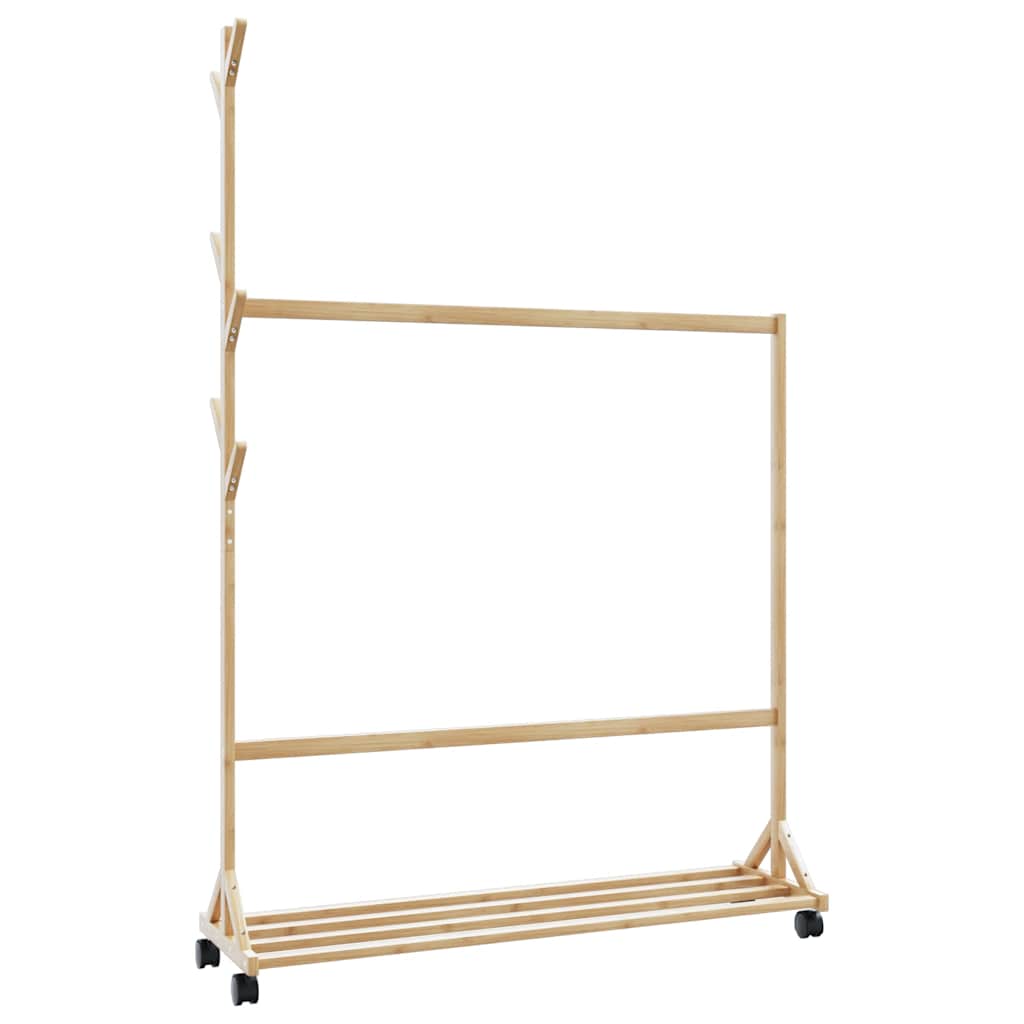 Kleiderständer mit Haken und Rollen 100x35x157 cm Bambus Kleiderständer mit Haken und Rollen 100x35x157 cm Bambus