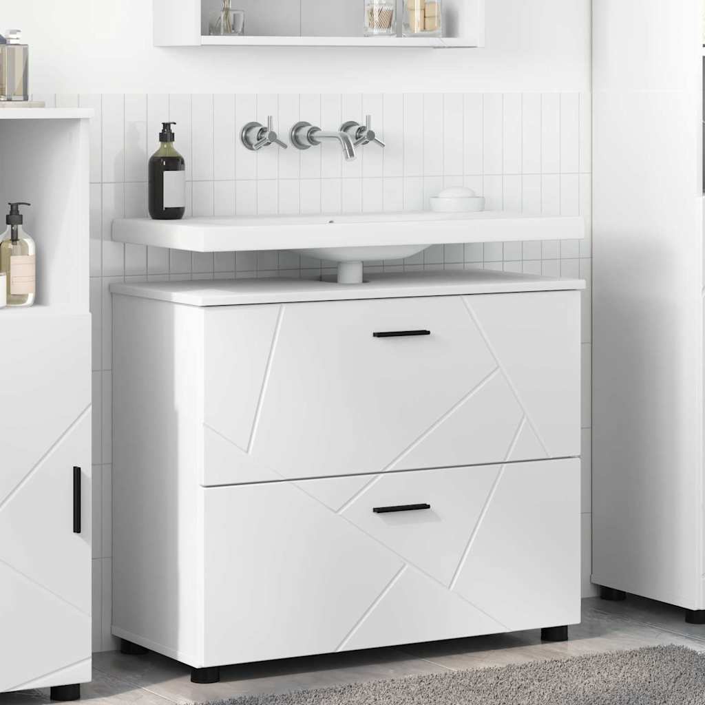Badezimmer Schrank Weiß 76,5 x 35 x 64 cm Holzwerkstoff