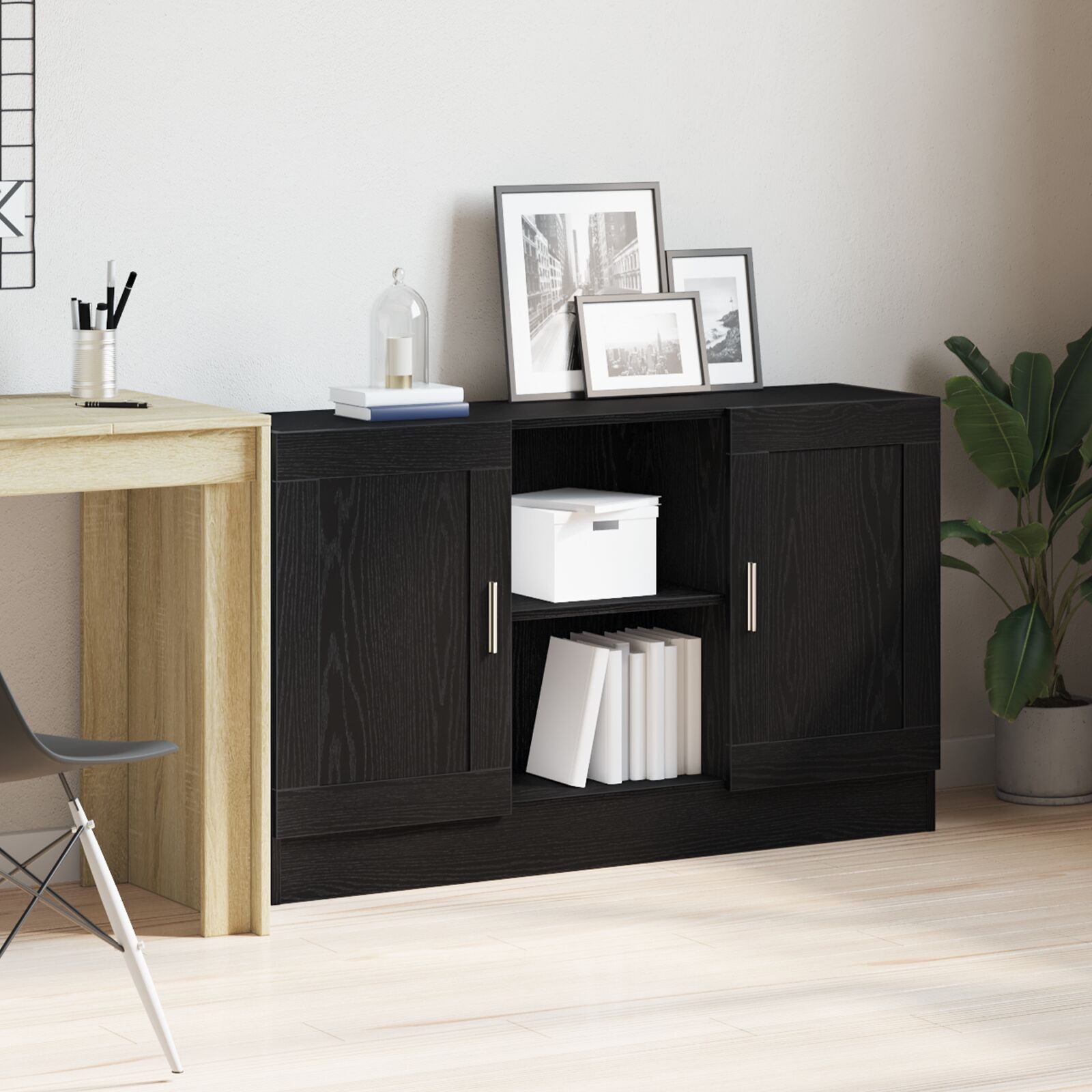 vidaXL Sideboard Schwarz Eiche 120x30,5x70 cm aus Holz