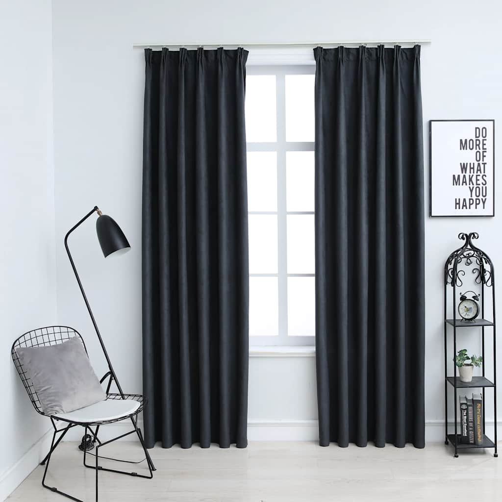 Verdunkelungsvorhänge mit Haken 2 Stk. Anthrazit 140x175 cm Verdunkelungsvorhänge mit Haken 2 Stk. Anthrazit 140x175 cm