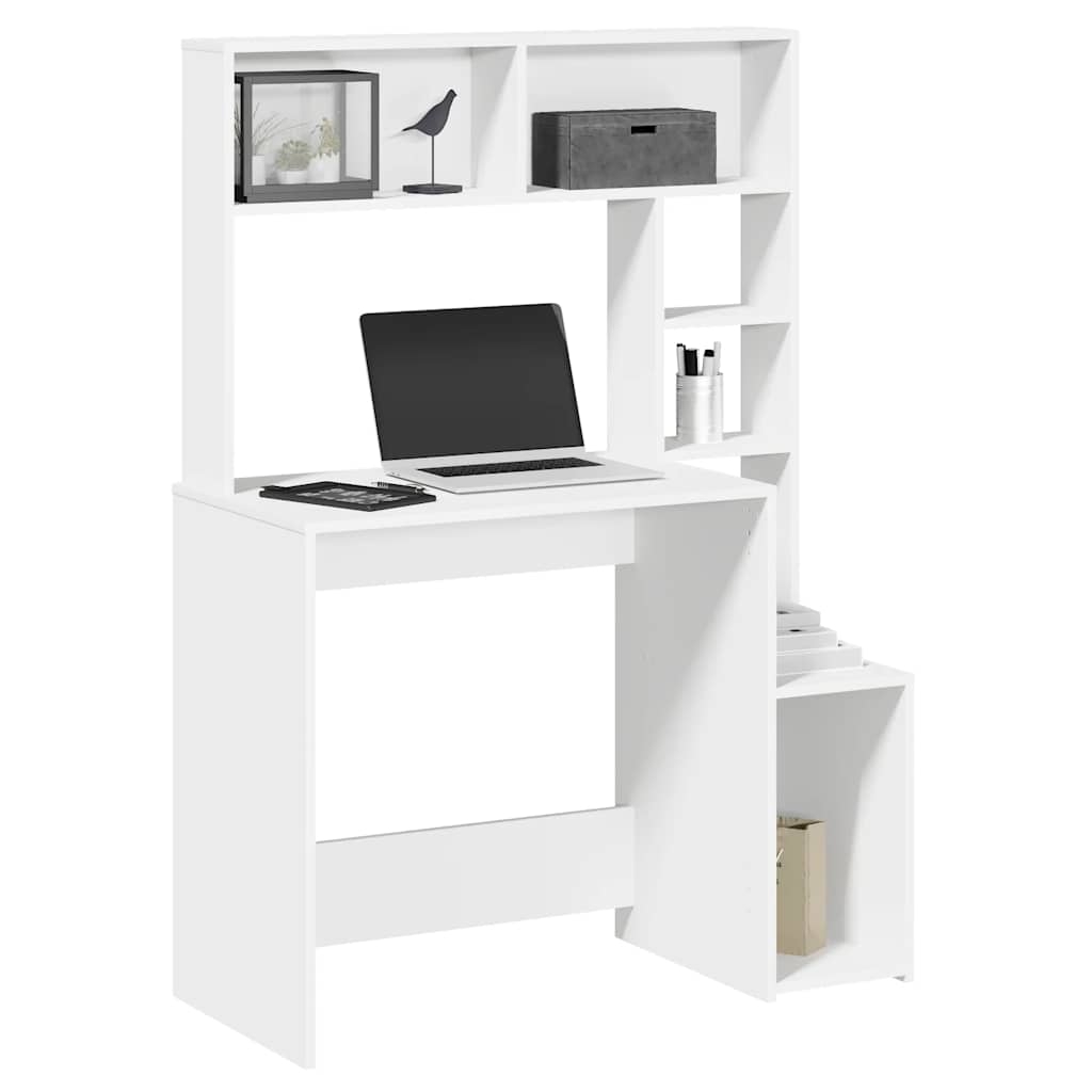 Schreibtisch mit Regal Weiß 100x45x140 cm Holzwerkstoff Schreibtisch mit Regal Weiß 100x45x140 cm Holzwerkstoff