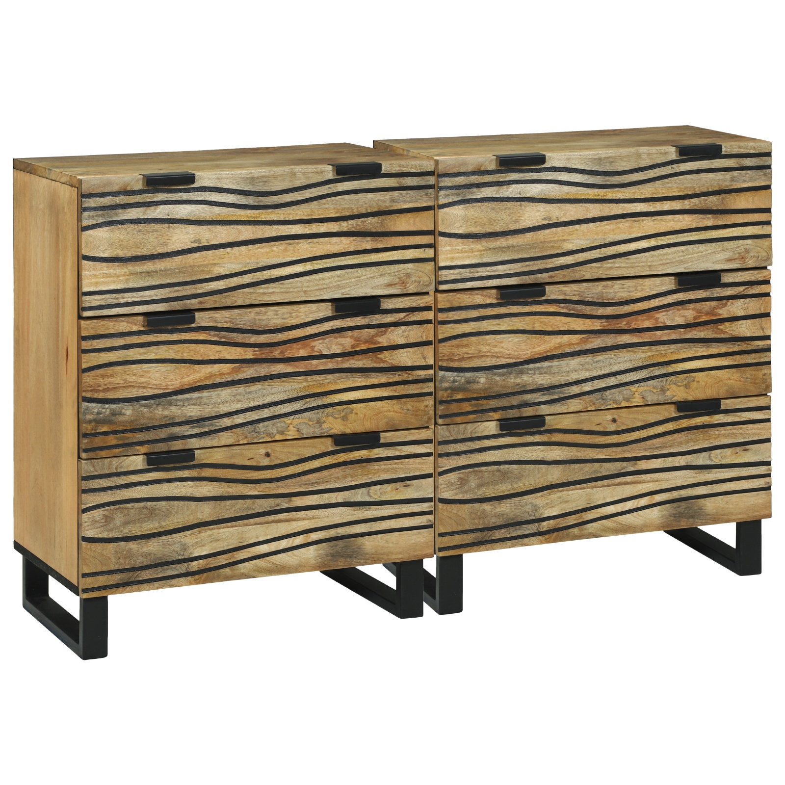 Sideboards mit Schubladen mit Speicher 2 pcs Braun Mittel Massives Mangoholz