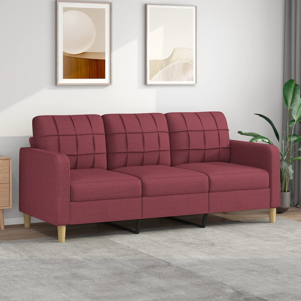 3-Sitzer-Sofa Weinrot 180 cm Stoff 3-Sitzer-Sofa Weinrot 180 cm Stoff
