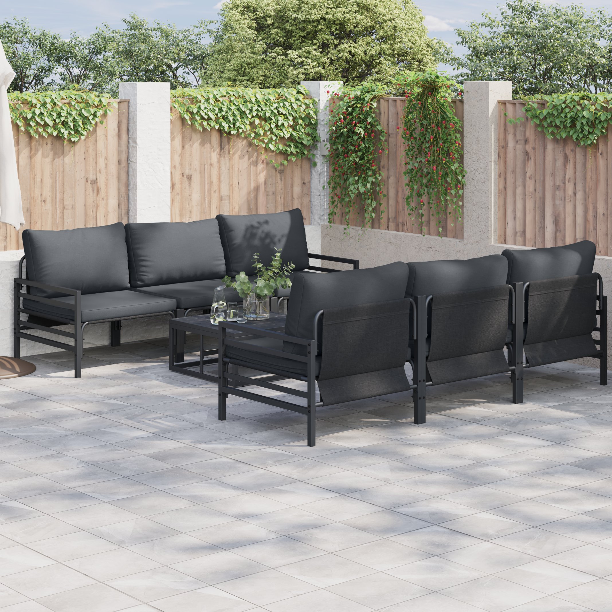 Garten-Sofa-Set mit Kissen mit Kissen 7 pcs Anthrazit 70 x 70,5 x 31,5 cm Garten-Sofa-Set mit Kissen mit Kissen 7 pcs Anthrazit 70 x 70,5 x 31,5 cm
