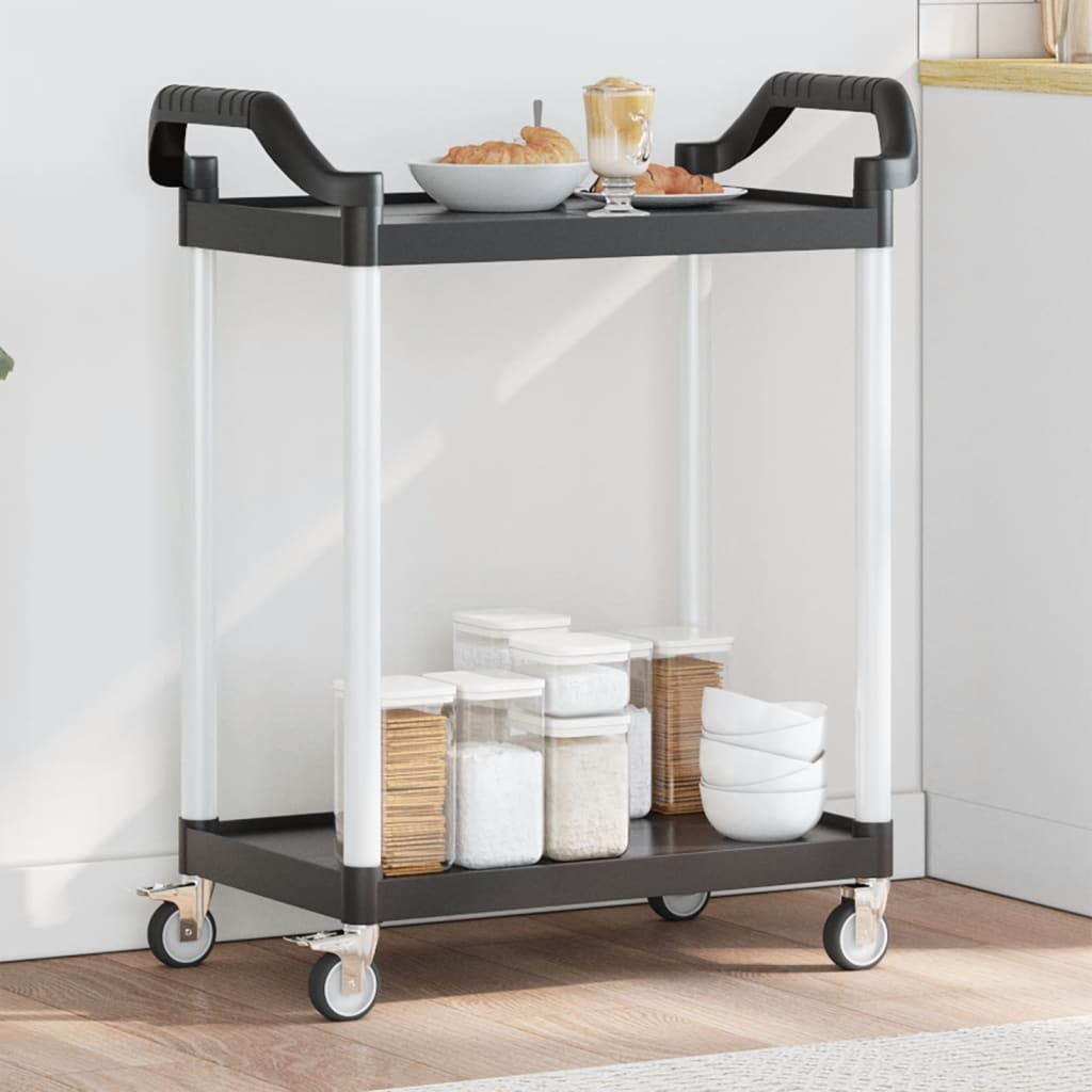 Rollwagen mit 2 Etagen Schwarz 81x41x92 cm Aluminium Rollwagen mit 2 Etagen Schwarz 81x41x92 cm Aluminium