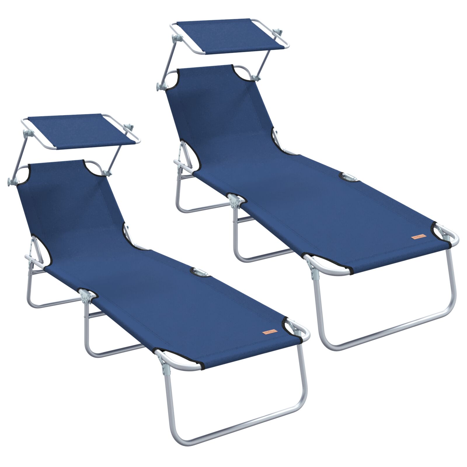 Faltbare Sonnenliegen 2 Stück mit Sonnendach Blau 600D Oxford-Stoff Faltbare Sonnenliegen 2 Stück mit Sonnendach Blau 600D Oxford-Stoff
