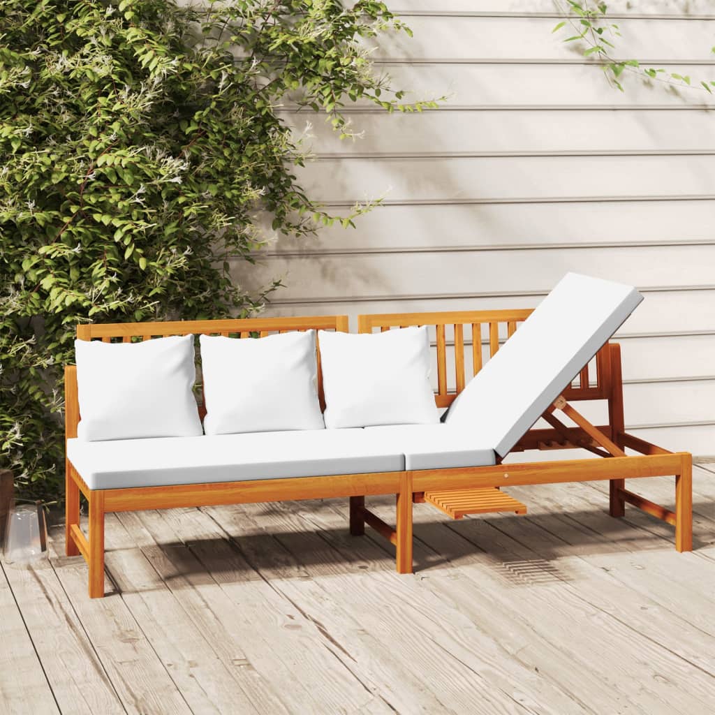 Tagesbett mit Cremeweißen Kissen 200x60x75 cm Massivholz Akazie Tagesbett mit Cremeweißen Kissen 200x60x75 cm Massivholz Akazie