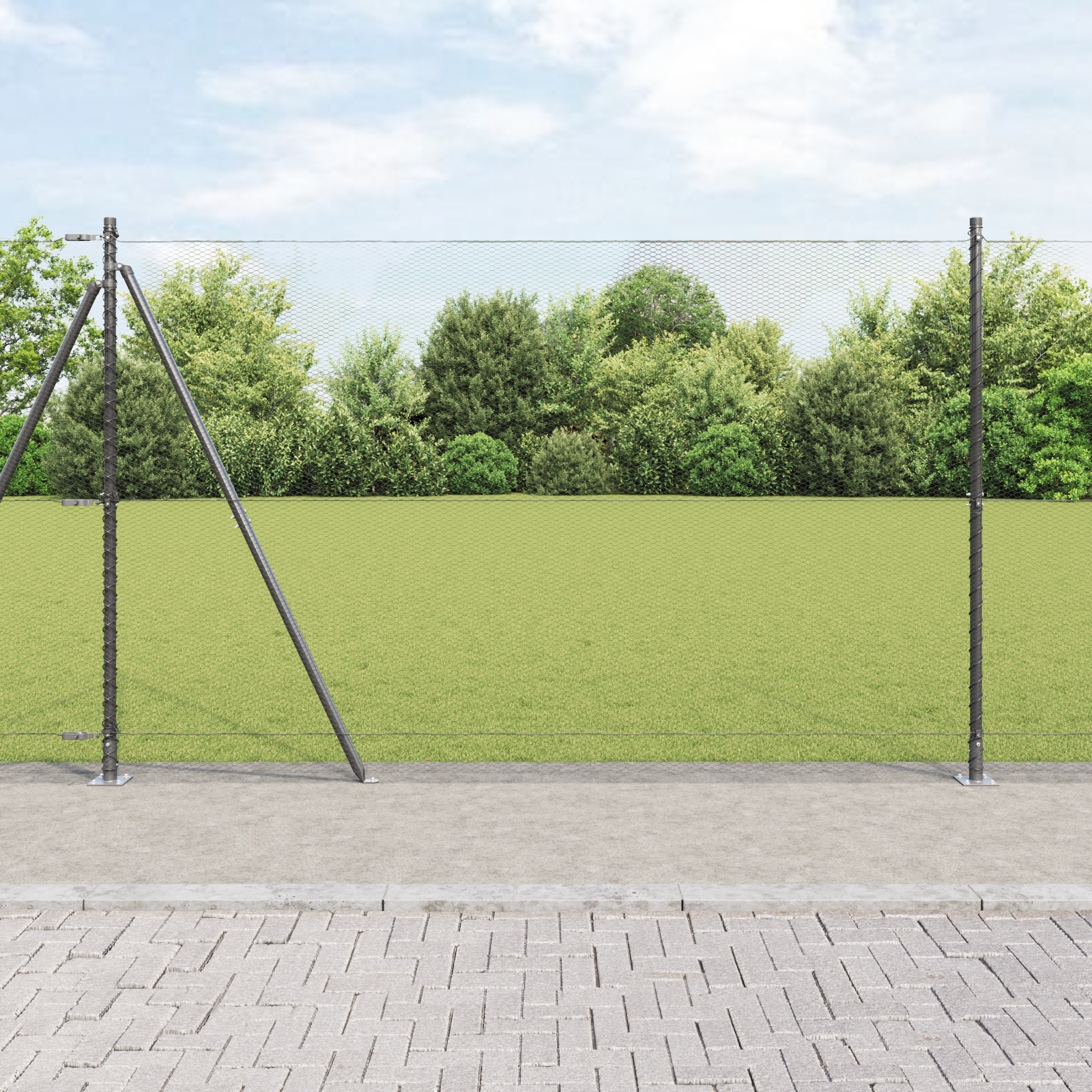 Hexagonzaun Grau 1,6 x 25 m Stahl