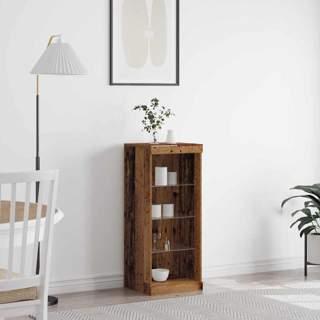 Sideboard mit LED-Leuchten Altholz 41x37x100 cm