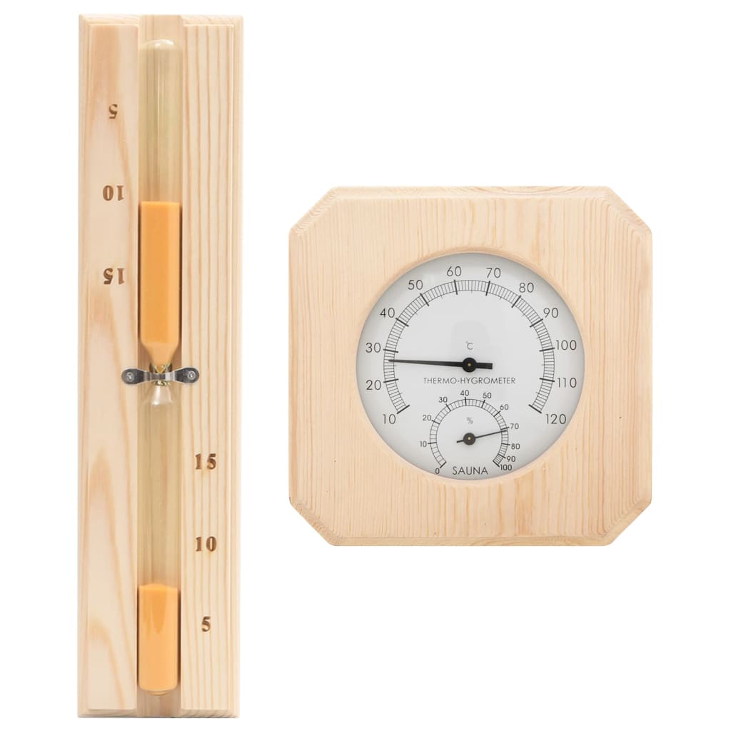 2-in-1 Sauna-Hygrothermograph und Sanduhr Set Massivholz Kiefer 2-in-1 Sauna-Hygrothermograph und Sanduhr Set Massivholz Kiefer