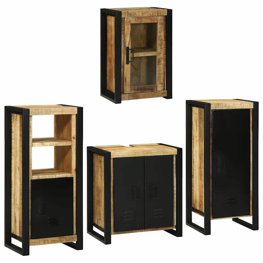 Badezimmermöbel Set mit Tür 4 pcs Braun Massives Mango-Holz Badezimmermöbel Set mit Tür 4 pcs Braun Massives Mango-Holz