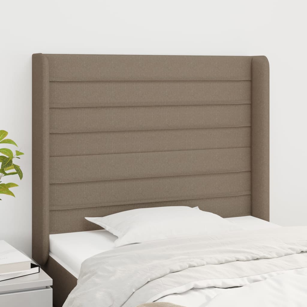 Kopfteil mit Ohren Taupe 83x16x118/128 cm Stoff Kopfteil mit Ohren Taupe 83x16x118/128 cm Stoff