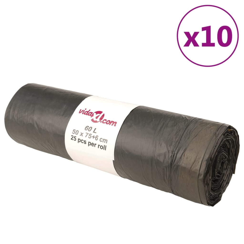 Müllsäcke mit Zugband 250 Stk. Schwarz 60 L Müllsäcke mit Zugband 250 Stk. Schwarz 60 L