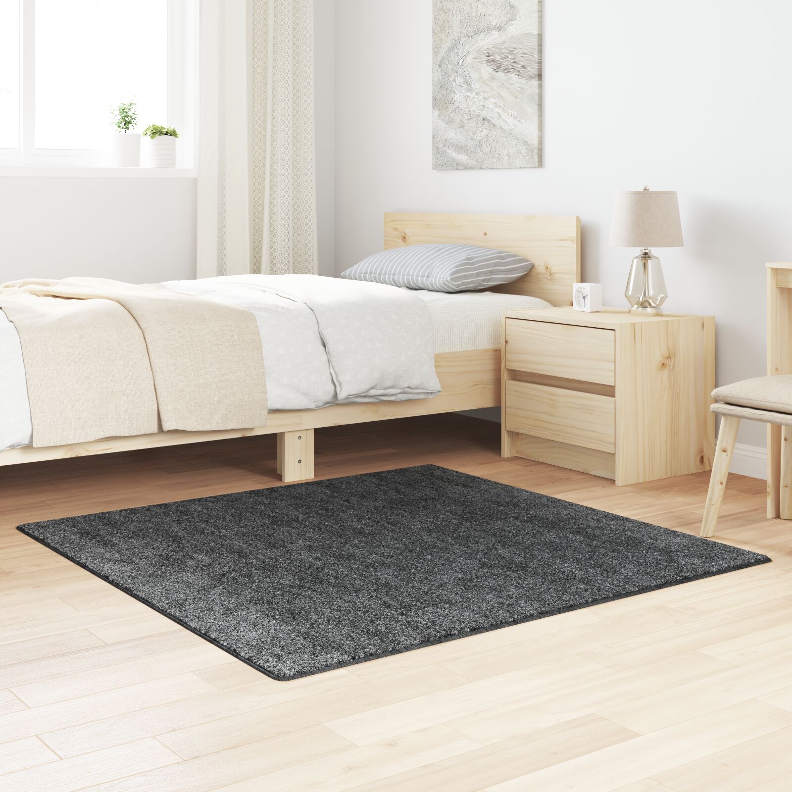 vidaXL Shaggy Teppich mit Latexrücken Dunkelgrau 120x120 cm vidaXL Shaggy Teppich mit Latexrücken Dunkelgrau 120x120 cm