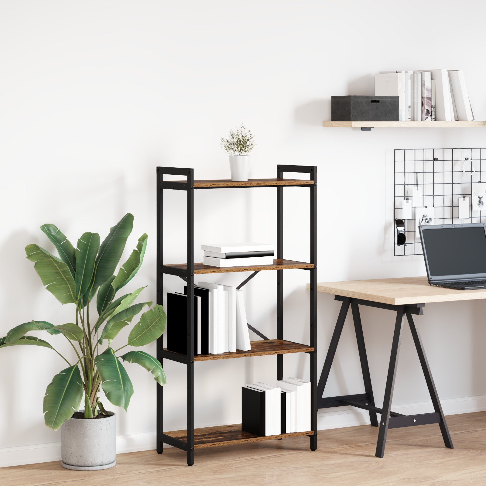 Bücherregal Altholz 60 x 30 x 118 cm Holz und Stahl