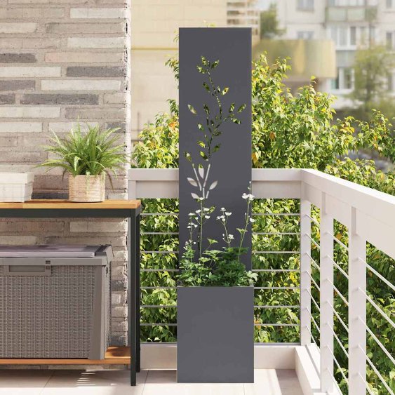 Garten Sichtschutz-Leinwand Floral Anthrazit 32 x 140 cm