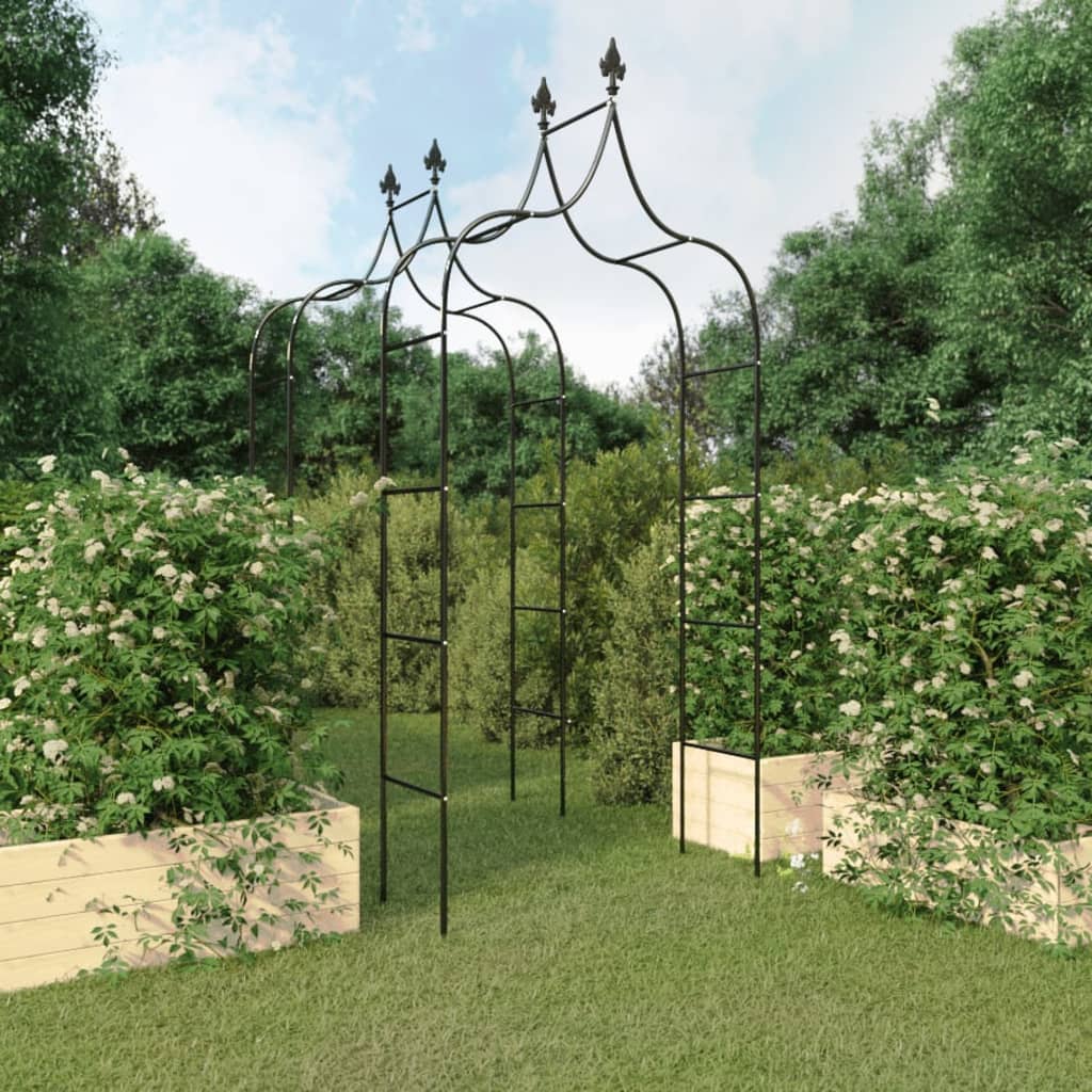 Gartenbögen 2 Stk. Schwarz 120x38x260 cm Stahl Gartenbögen 2 Stk. Schwarz 120x38x260 cm Stahl
