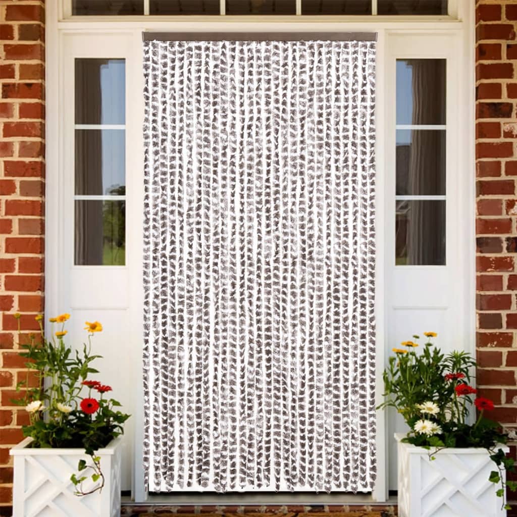 Fliegenvorhang Taupe und Weiß 118x220 cm Chenille Fliegenvorhang Taupe und Weiß 118x220 cm Chenille