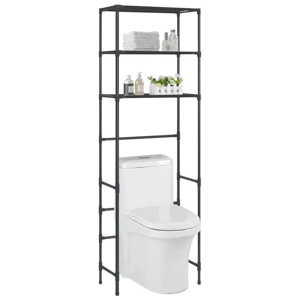 Toilettenregal 3 Ablagen Schwarz 53x28x169 cm Toilettenregal 3 Ablagen Schwarz 53x28x169 cm