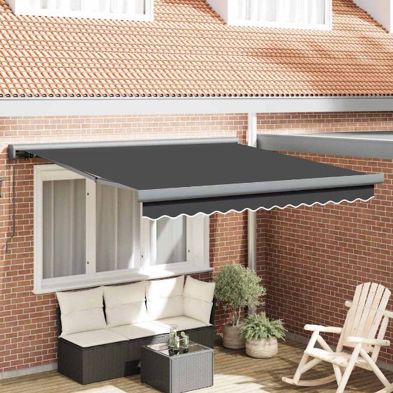 Einziehbare Markise Anthrazit 300 x 250 cm Stoff, Metall