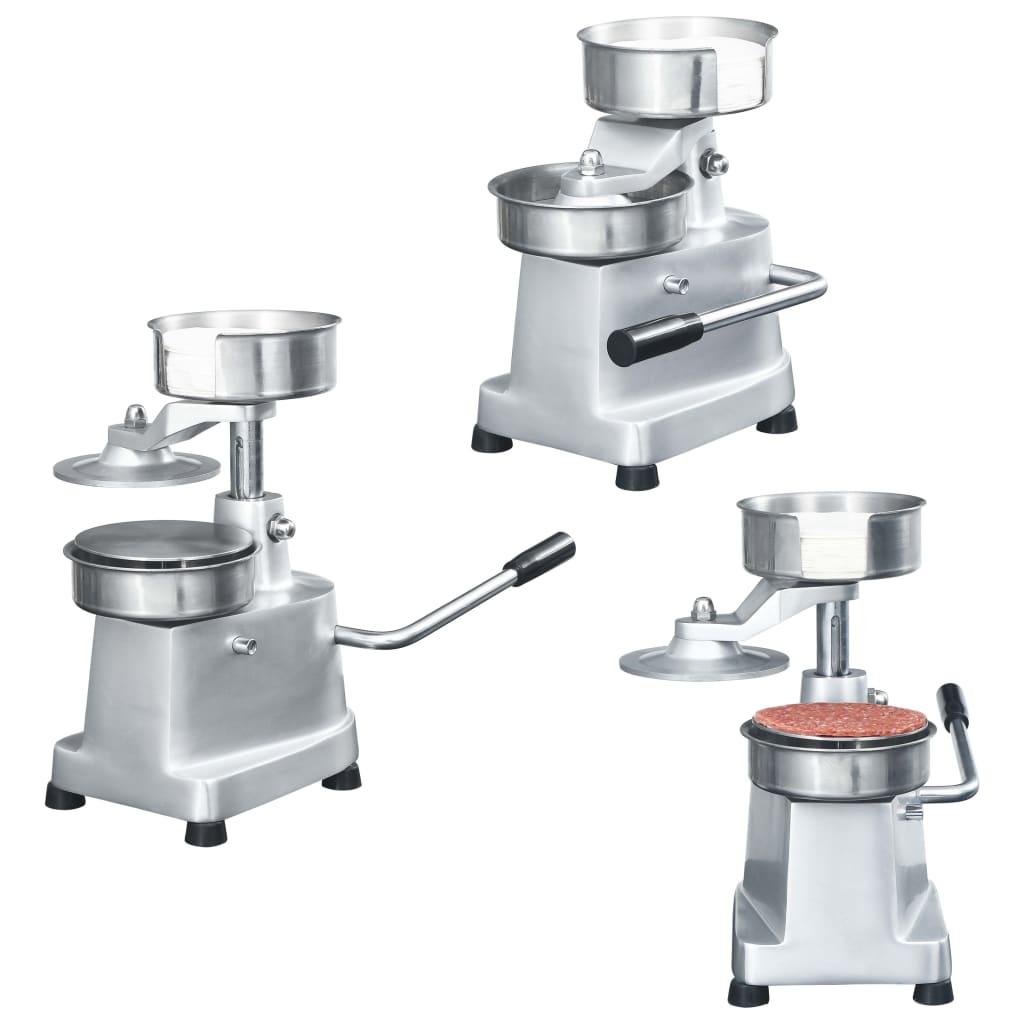 Hamburgerpresse mit 500 Trennpapieren Aluminium 13 cm Hamburgerpresse mit 500 Trennpapieren Aluminium 13 cm