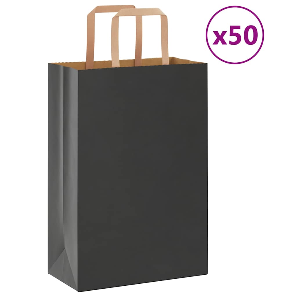 Papiertragetaschen 50 Stk. mit Henkeln Schwarz 21x11x31 cm Papiertragetaschen 50 Stk. mit Henkeln Schwarz 21x11x31 cm