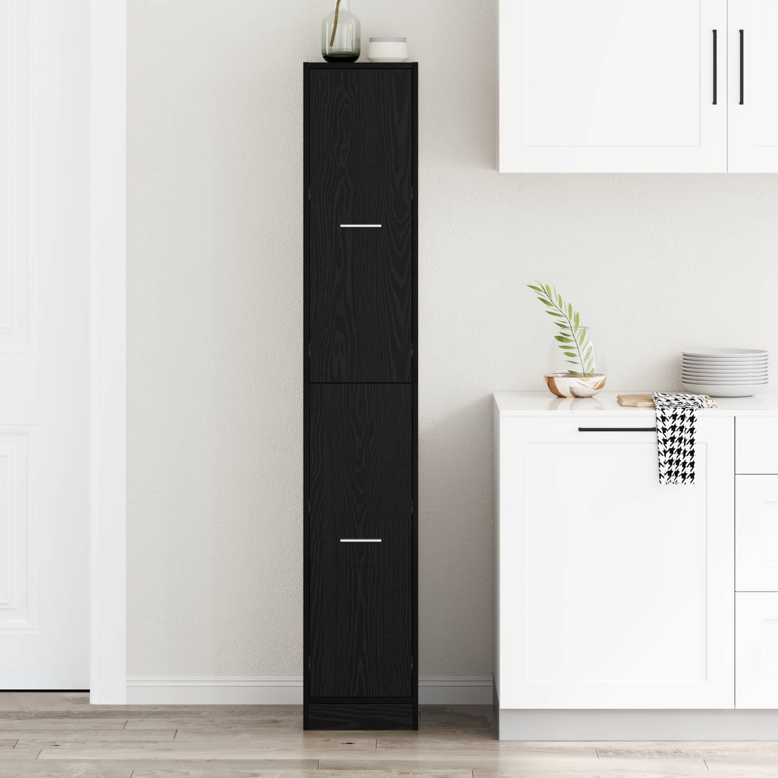 Apotheker-Schrank Schwarze Eiche 30x41x174,5 cm Spanplatte Apotheker-Schrank Schwarze Eiche 30x41x174,5 cm Spanplatte