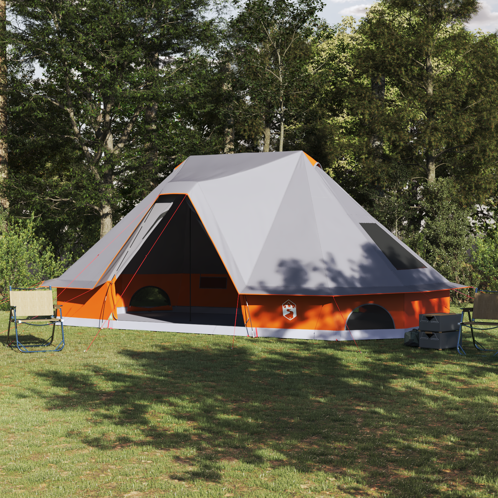 Familienzelt Tipi - Grau und Orange, 10-Personen, Wasserdicht Familienzelt Tipi - Grau und Orange, 10-Personen, Wasserdicht