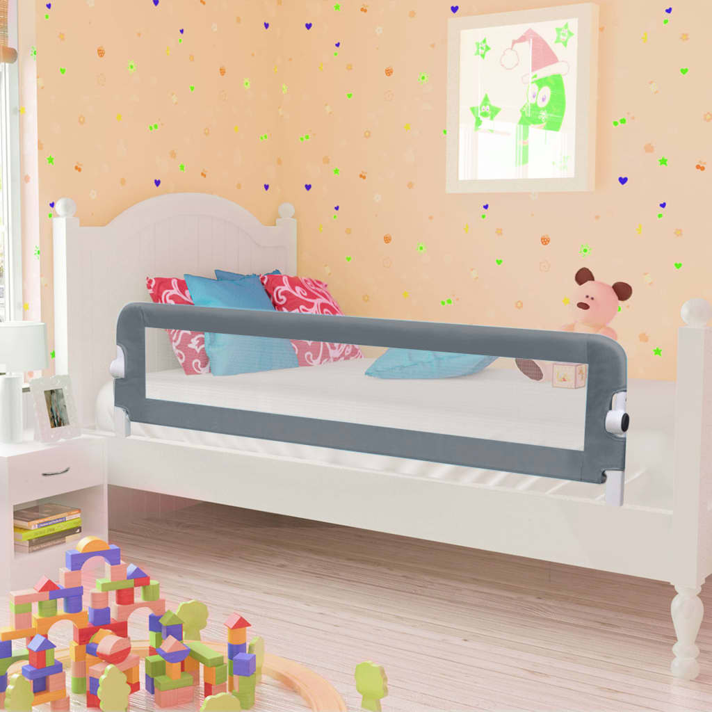 Kleinkind-Bettschutzgitter Grau 150x42 cm Polyester Kleinkind-Bettschutzgitter Grau 150x42 cm Polyester