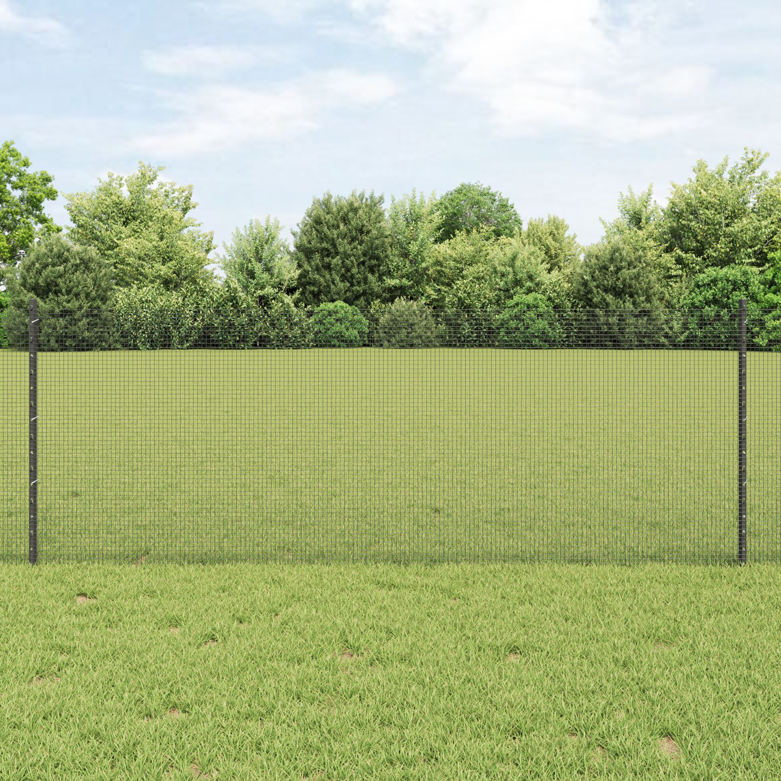 Schweißzaun mit 11 U-Pfosten Grau 0.8x25 m Stahl