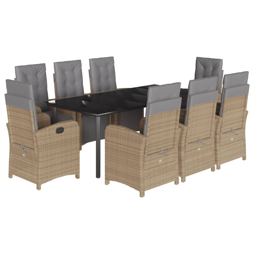 9-tlg. Garten-Essgruppe mit Kissen Beige Poly Rattan 9-tlg. Garten-Essgruppe mit Kissen Beige Poly Rattan