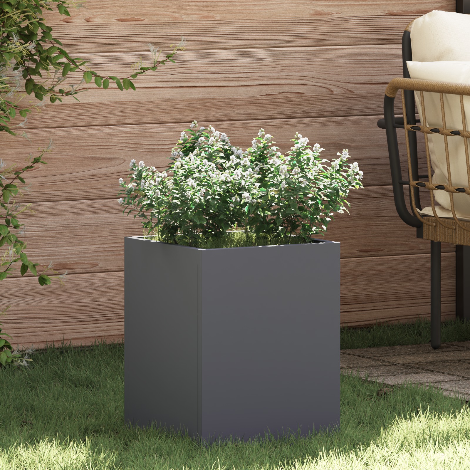 Gartenblumentopf Anthrazit 50 x 32 x 40 cm Kaltgewalzter Stahl Gartenblumentopf Anthrazit 50 x 32 x 40 cm Kaltgewalzter Stahl