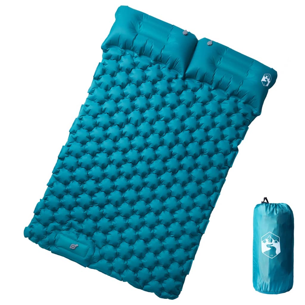 Doppel-Isomatte mit Kissen Selbstaufblasend Blau Doppel-Isomatte mit Kissen Selbstaufblasend Blau