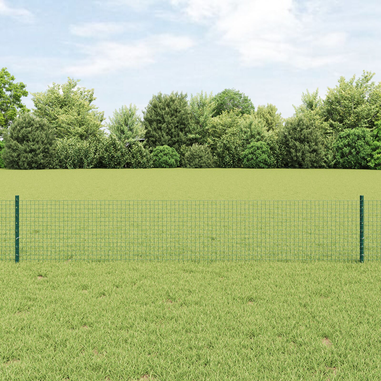 Geschweißter Drahtzaun mit 11 U-Posts Grün 0,4x25 m Stahl