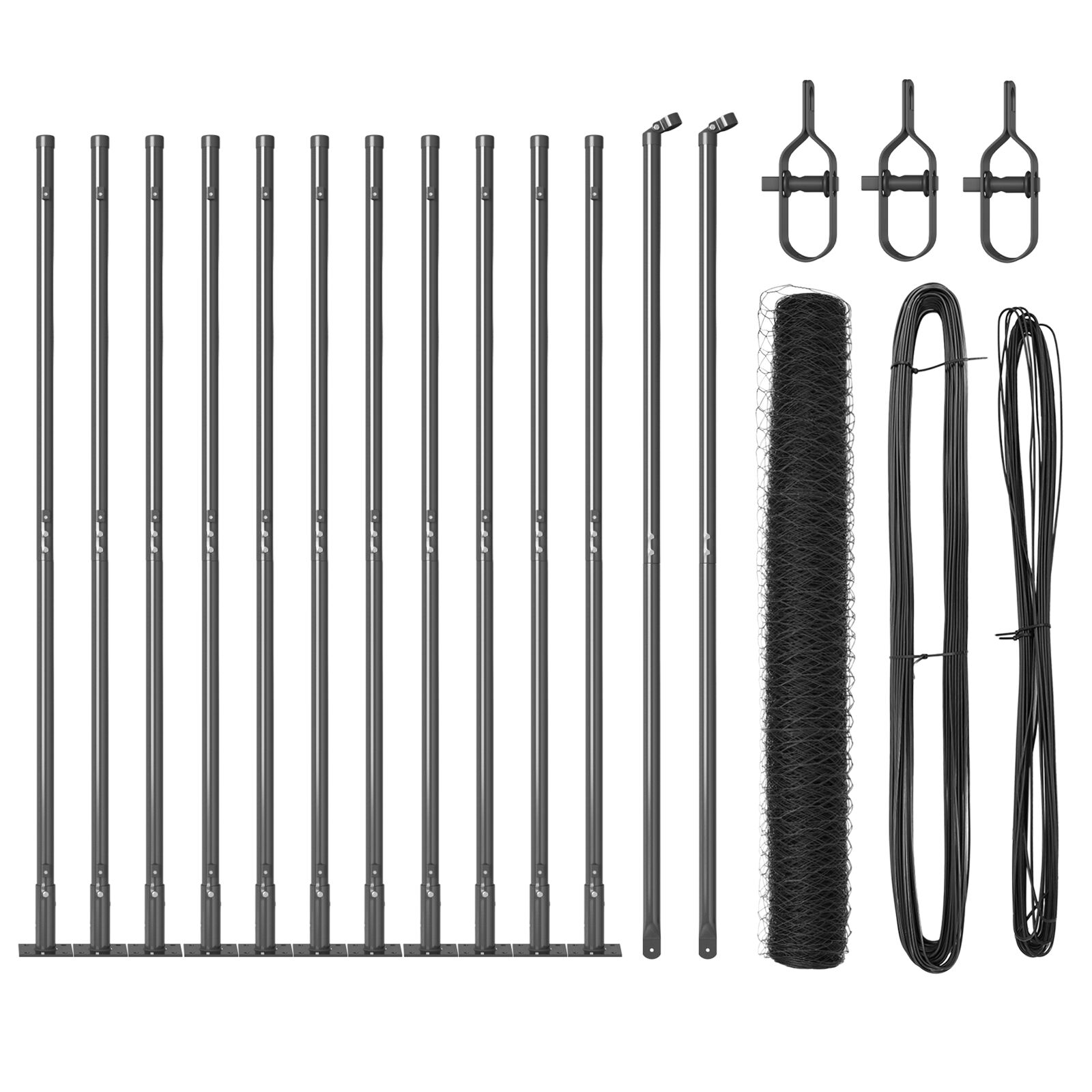 Zaunset Set aus 2 Grau Metall 25 x 1,2 m Langlebig Außenzaun