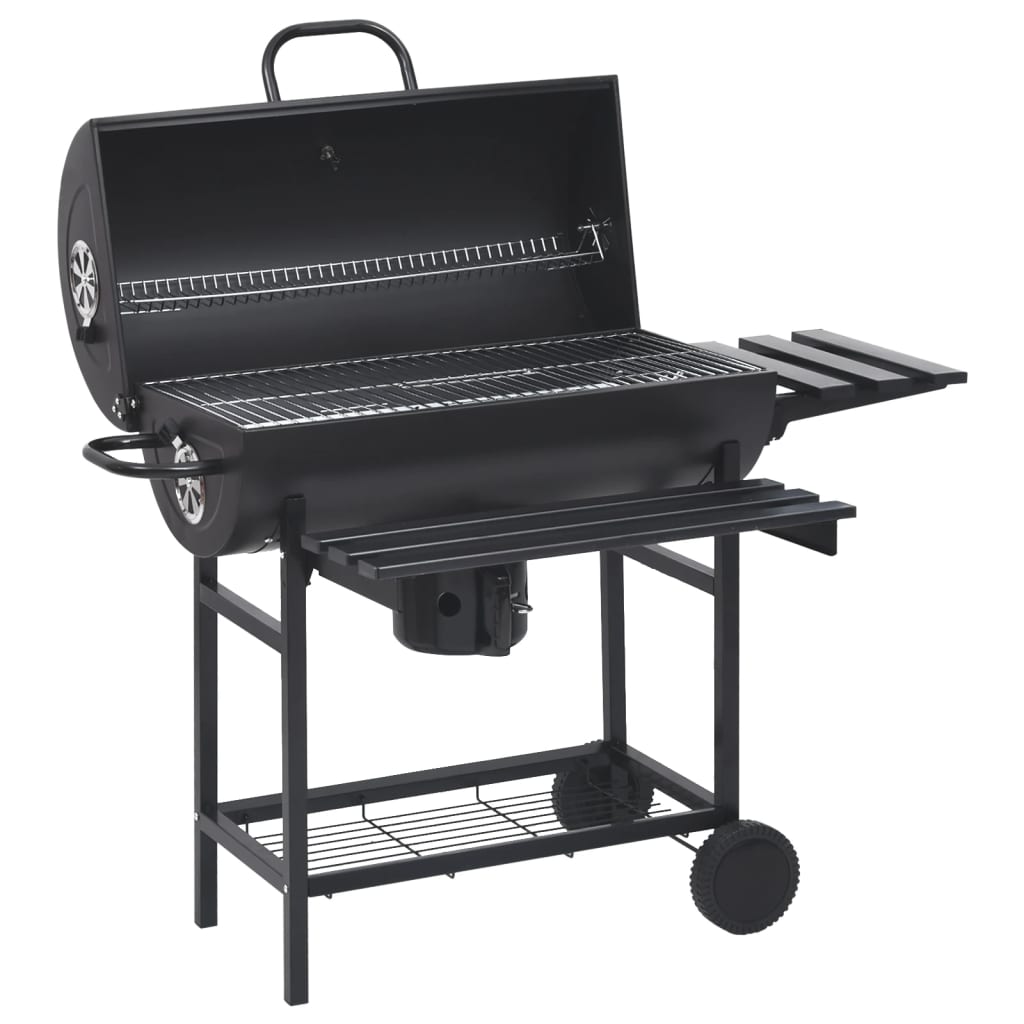 Grillwagen mit Rädern und Ablagen Schwarz Stahl 115x85x95 cm Grillwagen mit Rädern und Ablagen Schwarz Stahl 115x85x95 cm